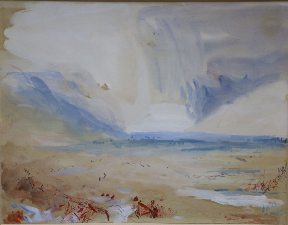 Hercules Brabazon Brabazon (1821-1906), watercolour, An interpretation of J M W Turner, initialled, Fine Art Society label verso dated